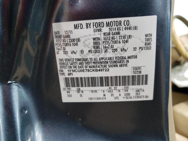 1FMCU0E78CKB49722 - 2012 FORD ESCAPE LIMITED BLUE photo 12