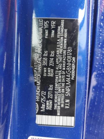 5NPLM4AG8NH081781 - 2022 HYUNDAI ELANTRA SEL BLUE photo 12