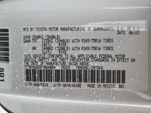 3TYRX5GN3PT084084 - 2023 TOYOTA TACOMA ACCESS CAB თეთრი ფოტო 12