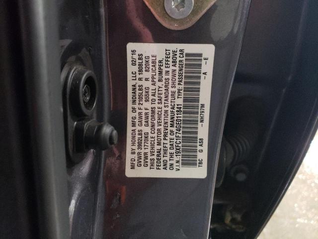 19XFC1F74GE011841 - 2016 HONDA CIVIC EXL GRAY photo 14
