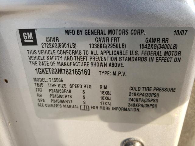 1GKET63M782165160 - 2008 GMC ENVOY DENALI GRAY photo 10