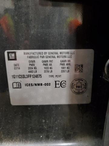 1G11C5SL3FF124875 - 2015 CHEVROLET MALIBU 1LT 石墨色 照片 12