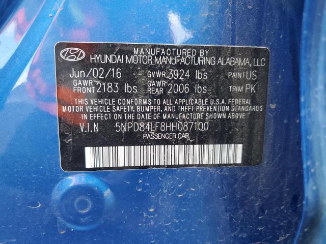 5NPD84LF8HH087100 - 2017 HYUNDAI ELANTRA SE BLUE photo 12