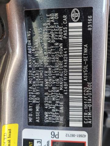 4T4BF1FK0FR482641 - 2015 TOYOTA CAMRY LE GRAY photo 12