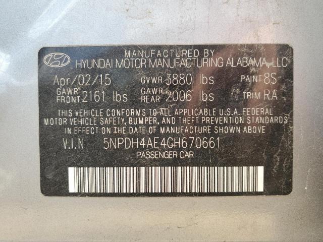 5NPDH4AE4GH670661 - 2016 HYUNDAI ELANTRA SE SILVER photo 13