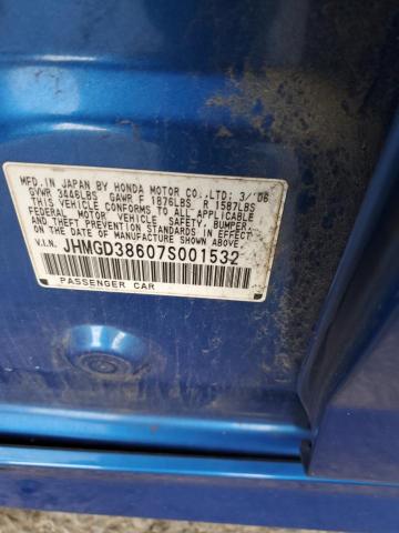 JHMGD38607S001532 - 2007 HONDA FIT S 蓝色 照片 12