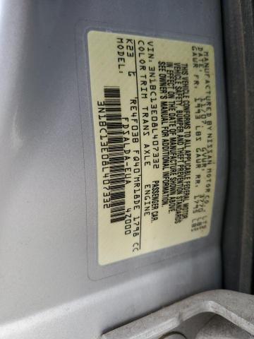 3N1BC13E08L407332 - 2008 NISSAN VERSA S SILVER photo 12