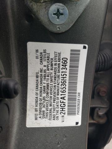 2HGFA16536H513460 - 2006 HONDA CIVIC LX GRAY photo 12