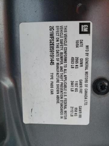 2G1WF52E859191445 - 2005 CHEVROLET IMPALA GRAY photo 12