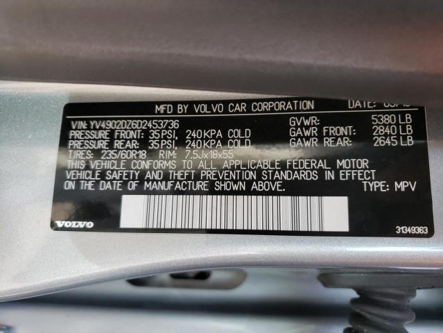 YV4902DZ6D2453736 - 2013 VOLVO XC60 T6 SILVER photo 12