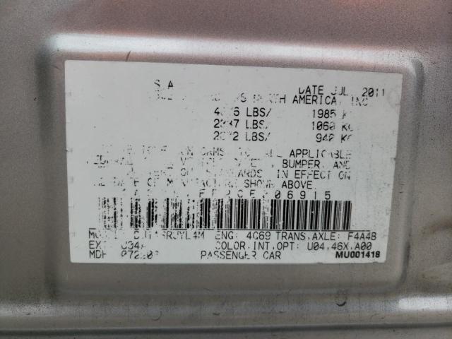 4A32B2FF2CE006915 - 2012 MITSUBISHI GALANT FE SILVER photo 12