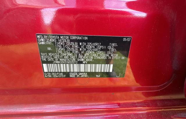 JTMBK33V376023212 - 2007 TOYOTA RAV4 RED photo 10