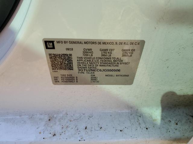 3GTU2NEC6JG550506 - 2018 GMC SIERRA K1500 SLT WHITE photo 13