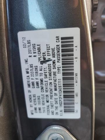 1HGCP2F41CA097711 - 2012 HONDA ACCORD LXP GRAY photo 12