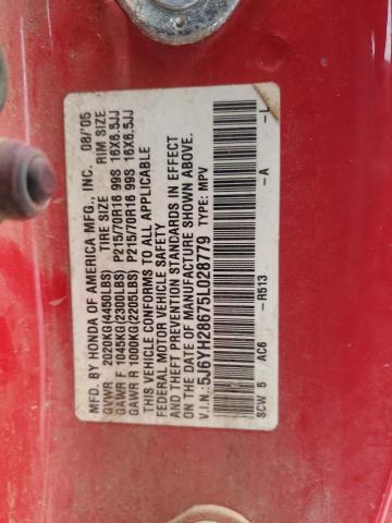 5J6YH28675L028779 - 2005 HONDA ELEMENT EX RED photo 13