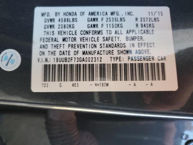19UUB2F73GA002312 - 2016 ACURA TLX ADVANCE ნაცრისფერი ფოტო 12