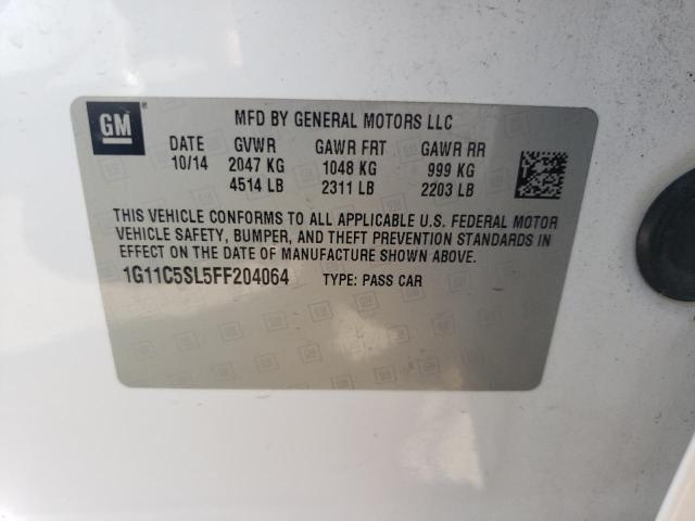 1G11C5SL5FF204064 - 2015 CHEVROLET MALIBU 1LT 白色 照片 13