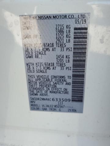 5N1DR2MN4KC633509 - 2019 NISSAN PATHFINDER S Ağ foto 14