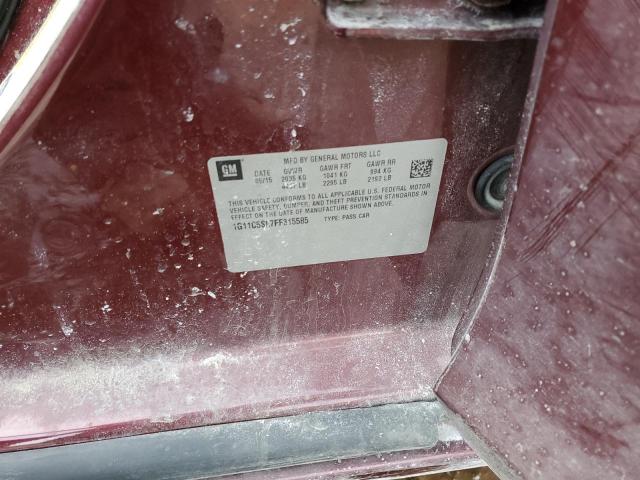 1G11C5SL7FF315585 - 2015 CHEVROLET MALIBU 1LT RED photo 12