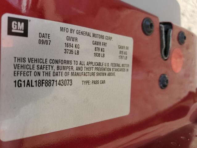 1G1AL18F887143073 - 2008 CHEVROLET COBALT LT RED photo 12