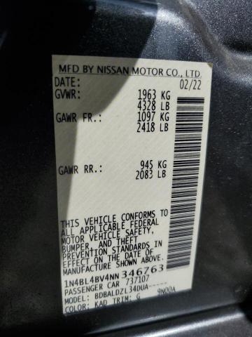 1N4BL4BV4NN346763 - 2022 NISSAN ALTIMA S GRAY photo 13