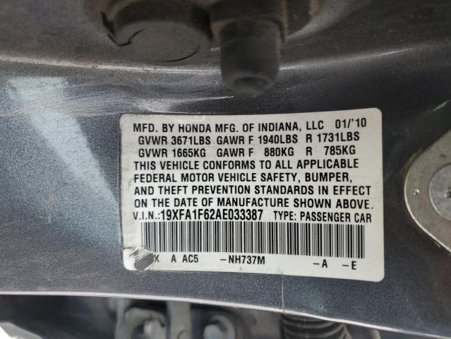 19XFA1F62AE033387 - 2010 HONDA CIVIC LX-S Boz foto 13