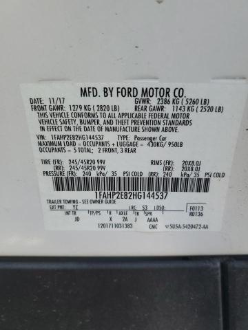 1FAHP2E82HG144537 - 2017 FORD TAURUS SEL WHITE photo 12