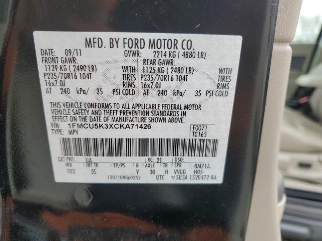 1FMCU5K3XCKA71426 - 2012 FORD ESCAPE HYBRID BLACK photo 13