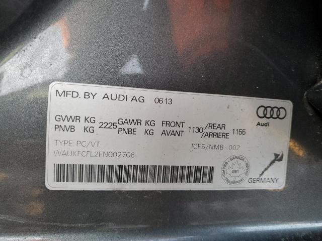 WAUKFCFL2EN002706 - 2014 AUDI A4 PRESTIGE GRAY photo 12