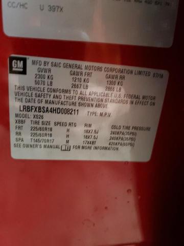 LRBFXBSA4HD008211 - 2017 BUICK ENVISION ESSENCE Կարմիր լուսանկար 14