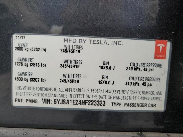 5YJSA1E24HF223323 - 2017 TESLA MODEL S 灰色 照片 13