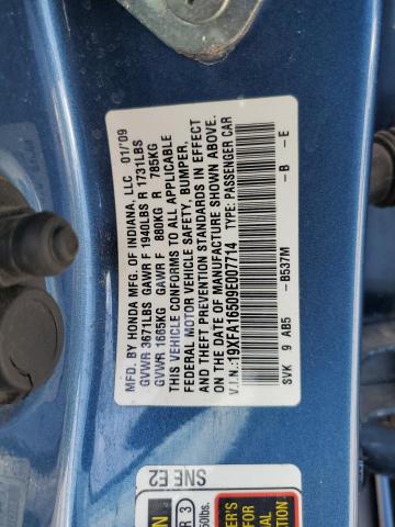 19XFA16509E007714 - 2009 HONDA CIVIC LX BLUE photo 12