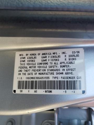 1HGCM66396A051555 - 2006 HONDA ACCORD LX SILVER photo 12