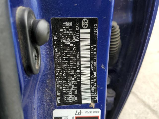 4T1BF1FK1GU603902 - 2016 TOYOTA CAMRY LE BLUE photo 12