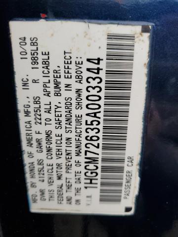 1HGCM72635A003344 - 2005 HONDA ACCORD EX BLUE photo 12