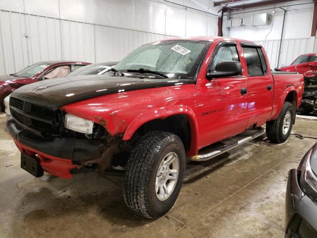 1B7HG38N22S713408 - 2002 DODGE DAKOTA QUAD SPORT RED photo 1