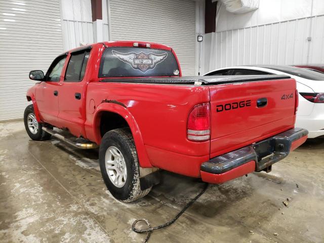 1B7HG38N22S713408 - 2002 DODGE DAKOTA QUAD SPORT RED photo 2