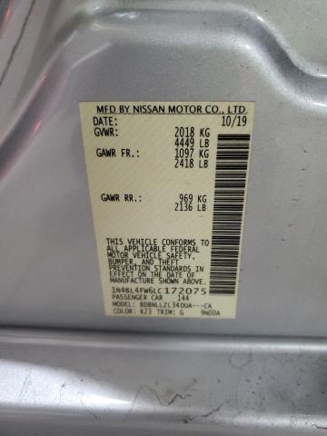 1N4BL4FW6LC172075 - 2020 NISSAN ALTIMA PLATINUM SILVER photo 12