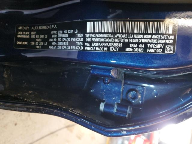 ZASFAKPN7J7B85815 - 2018 ALFA ROMEO STELVIO SPORT أزرق صورة 13