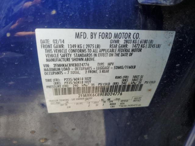 2FMHK6C89EBD24776 - 2014 FORD FLEX SEL BLUE photo 13