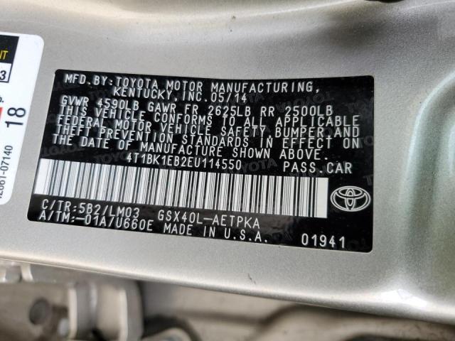 4T1BK1EB2EU114550 - 2014 TOYOTA AVALON BASE Bej foto 12