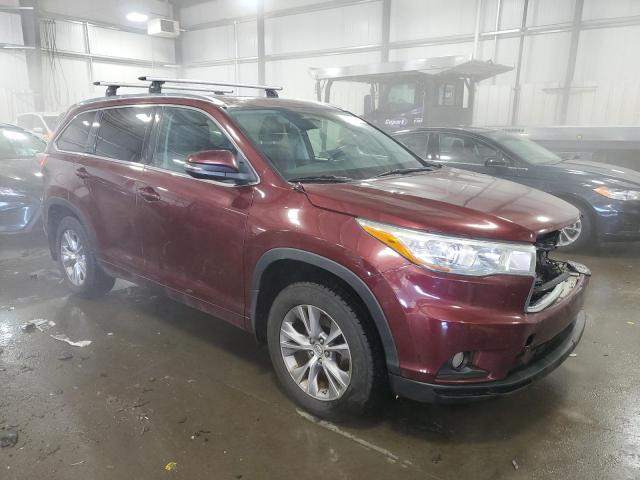 5TDJKRFH7FS163847 - 2015 TOYOTA HIGHLANDER XLE 勃艮第红 照片 4