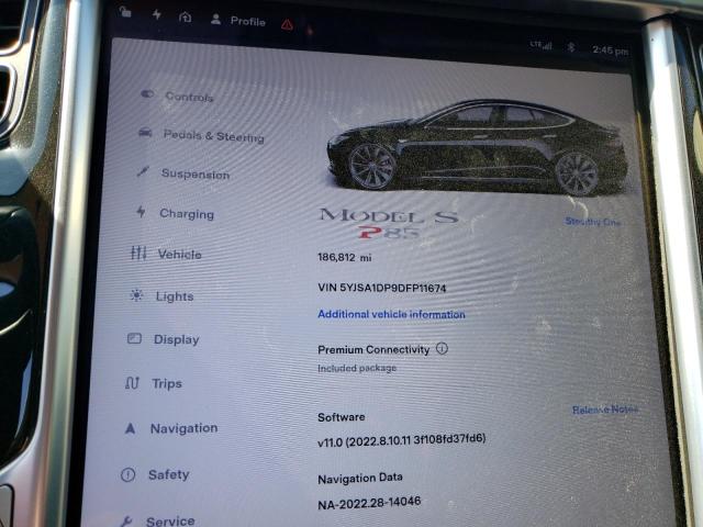 5YJSA1DP9DFP11674 - 2013 TESLA MODEL S BLACK photo 9