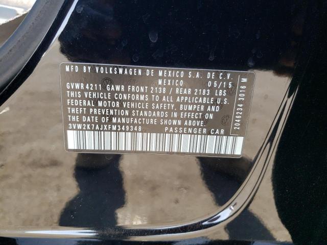 3VW2K7AJXFM349348 - 2015 VOLKSWAGEN JETTA BASE Qara foto 12