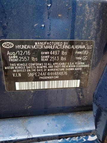 5NPE24AF4HH484876 - 2017 HYUNDAI SONATA SE BLUE photo 12