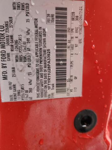 1FTYR11U28PA33925 - 2008 FORD RANGER RED photo 12