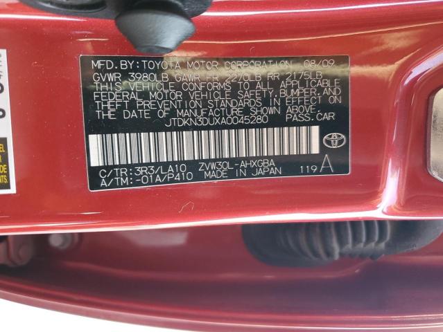 JTDKN3DUXA0045280 - 2010 TOYOTA PRIUS RED photo 12