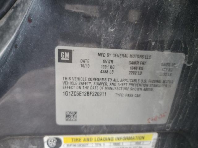 1G1ZC5E12BF220911 - 2011 CHEVROLET MALIBU 1LT GRAY photo 12