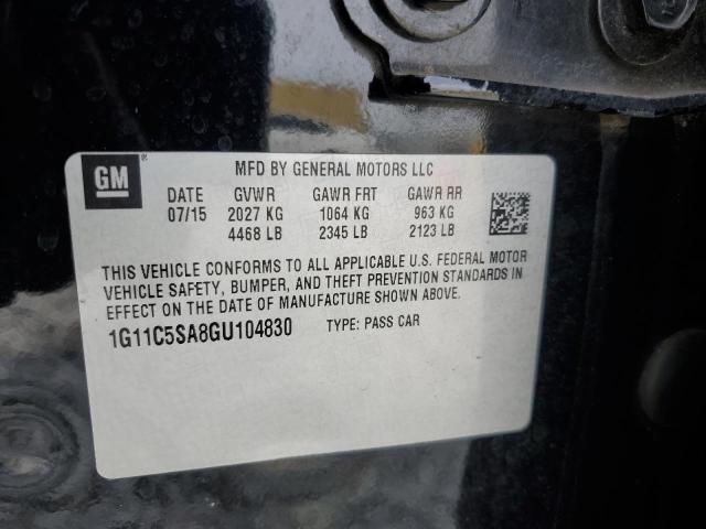 1G11C5SA8GU104830 - 2016 CHEVROLET MALIBU LIM LT 黑色 照片 12