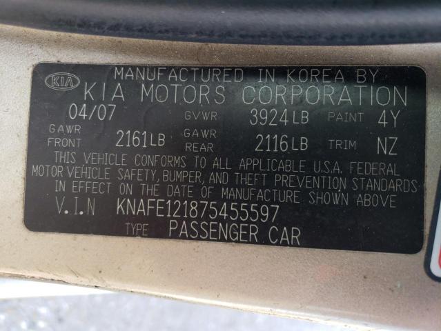 KNAFE121875455597 - 2007 KIA SPECTRA EX GOLD photo 12